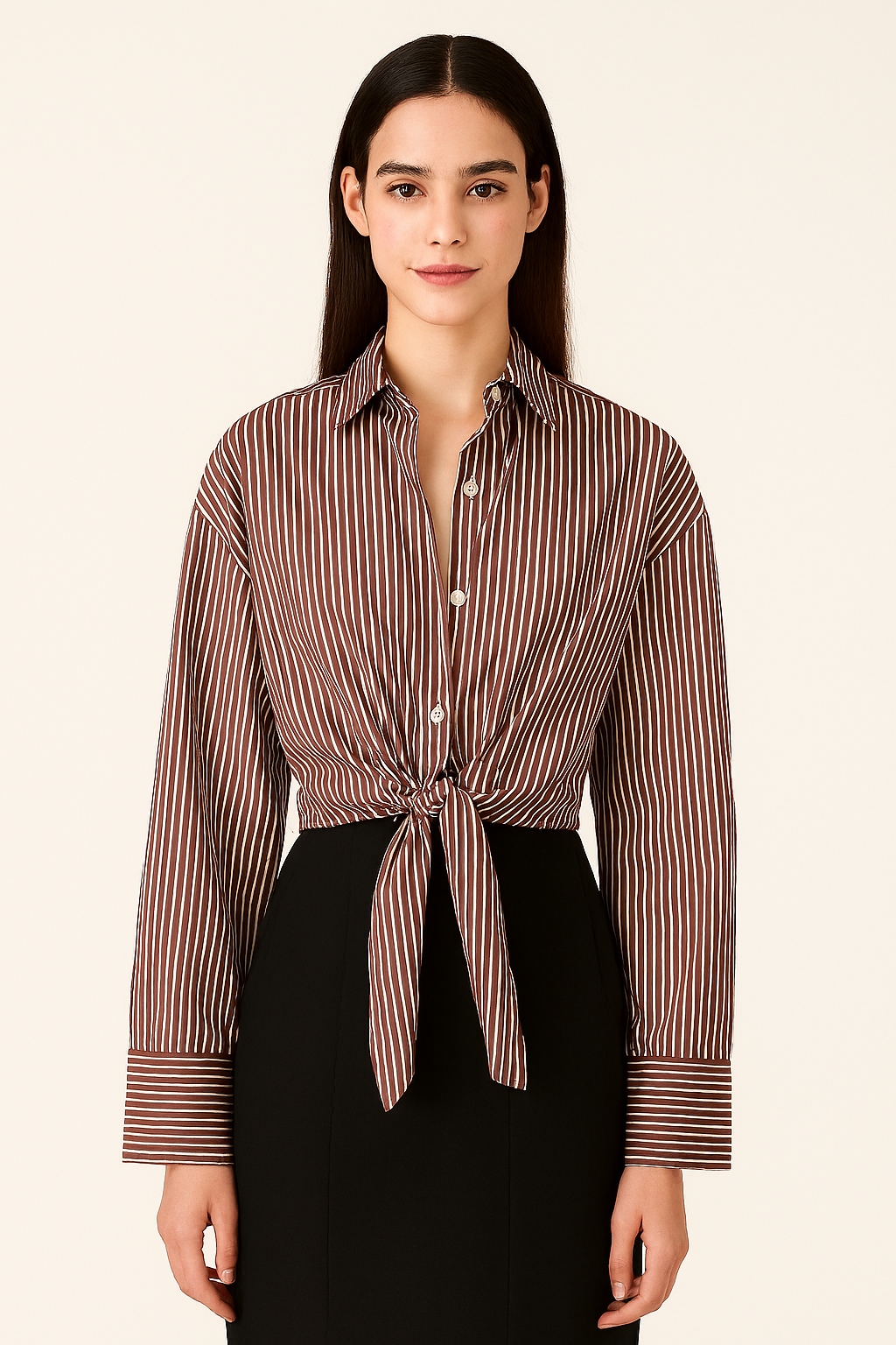 Augusta Top || Cinnamon Stripe