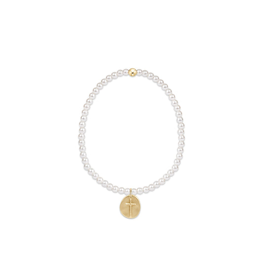 Classic Pearl 3mm Bead Bracelet - Inspire Small Gold Charm