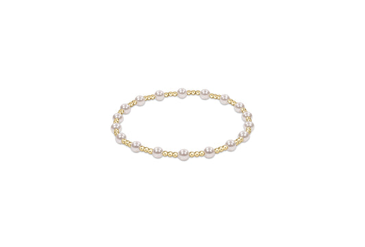 Classic Gold Sincerity Pattern 4mm Bead Bracelet - Pearl