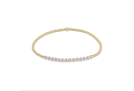 Gold Bliss 2mm Bead Bracelet - Pearl