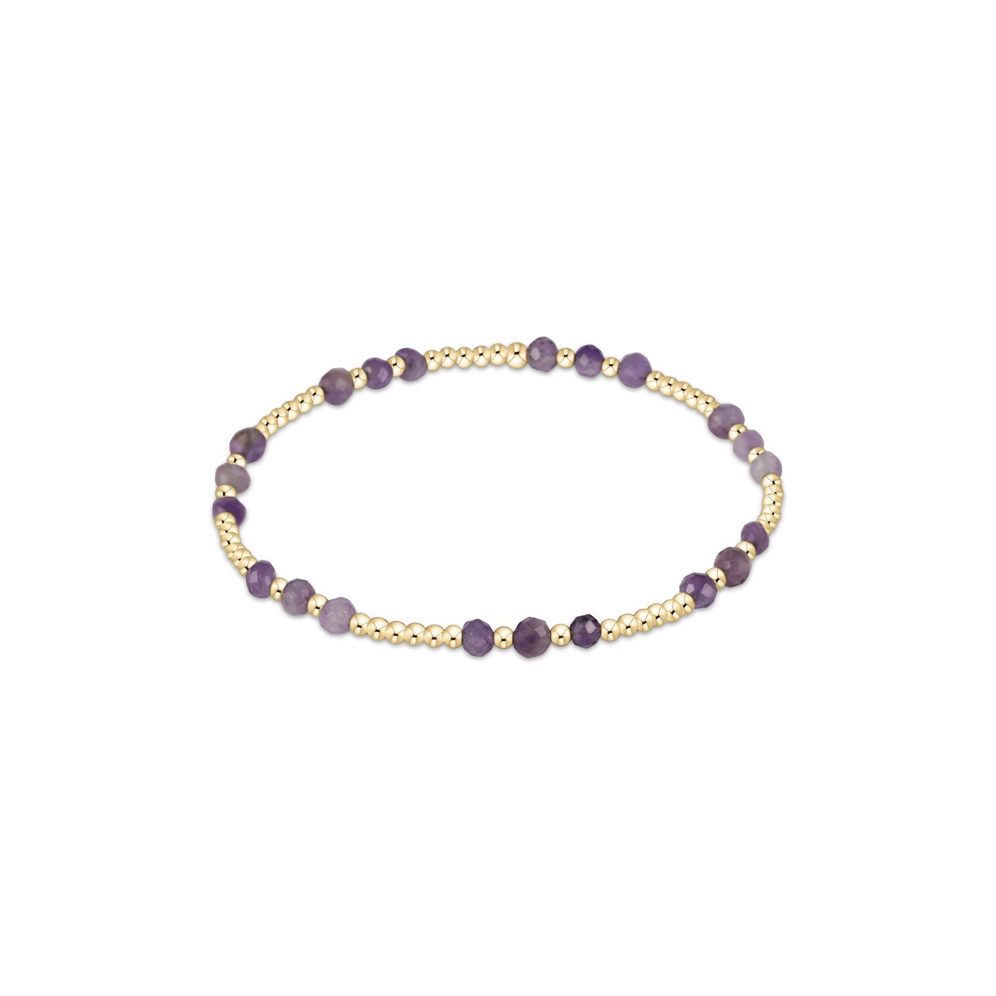 Gemstone Gold Joy Pattern 3mm Bead Bracelet-Amethyst