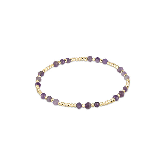 Gemstone Gold Joy Pattern 3mm Bead Bracelet-Amethyst