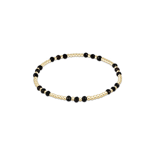 Gemstone Gold Joy Pattern 3mm Bead Bracelet - Faceted Onyx