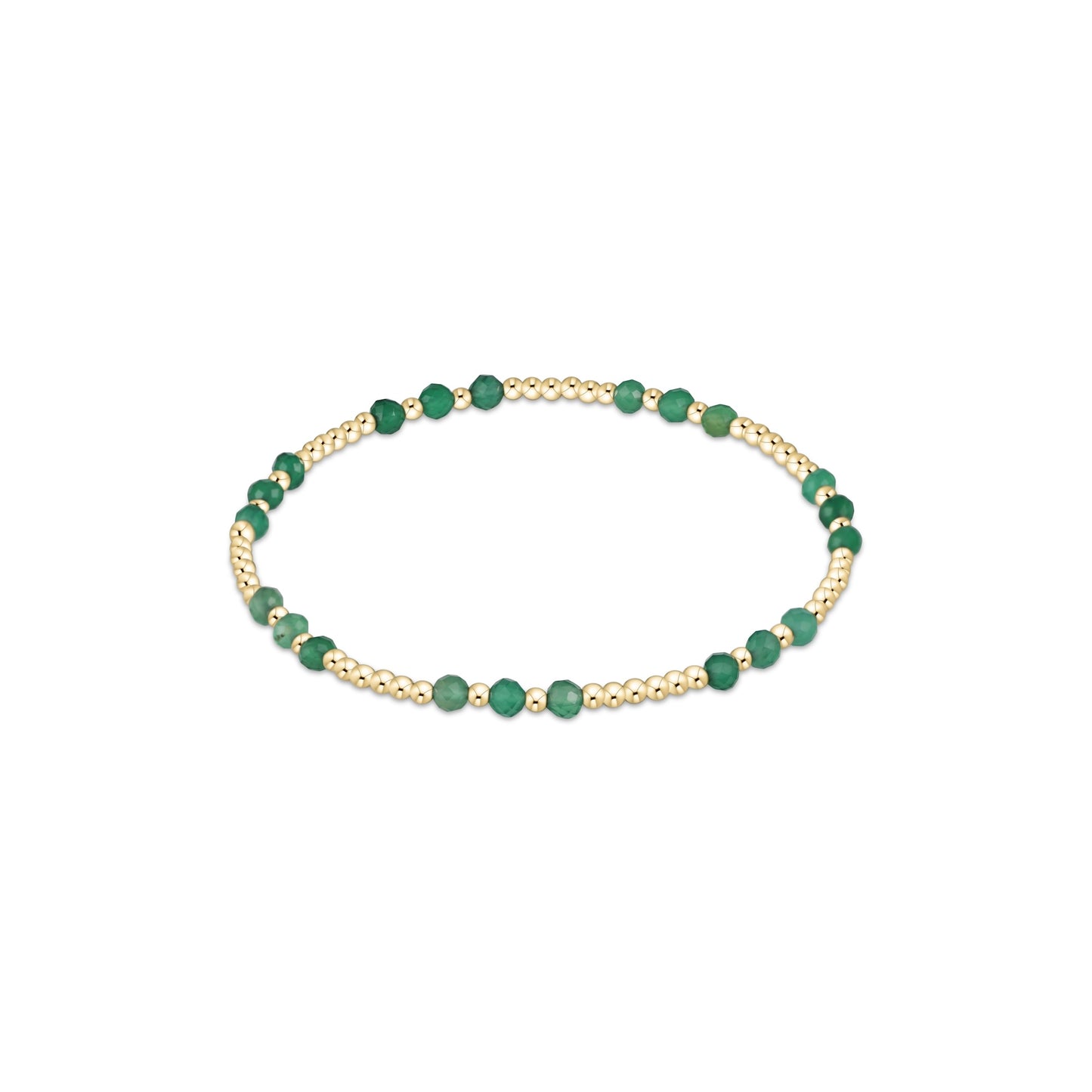 Gemstone Gold Joy Pattern 3mm Bead Bracelet - Green Onyx