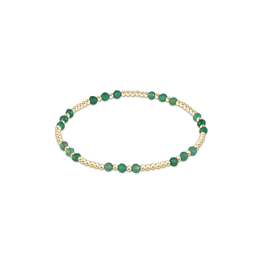 Gemstone Gold Joy Pattern 3mm Bead Bracelet - Green Onyx