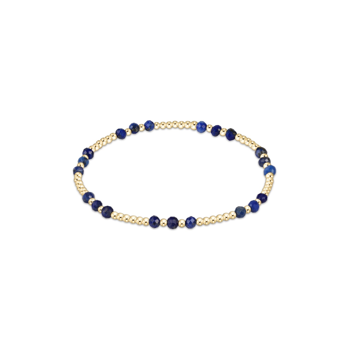 Gemstone Gold Joy Pattern 3mm Bead Bracelet - Lapis