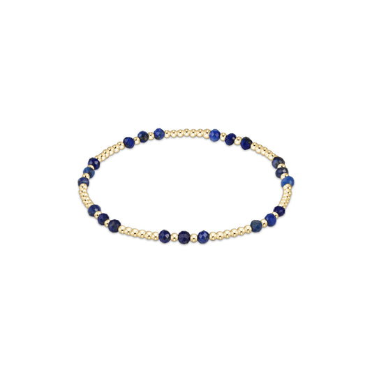 Gemstone Gold Joy Pattern 3mm Bead Bracelet - Lapis