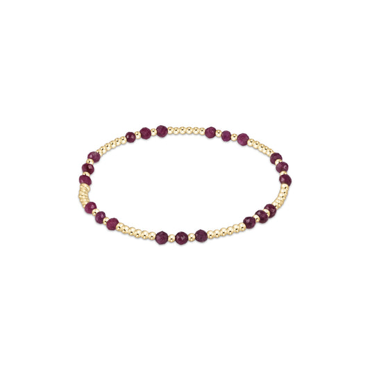 Gemstone Gold Joy Pattern 3mm Bead Bracelet-Ruby