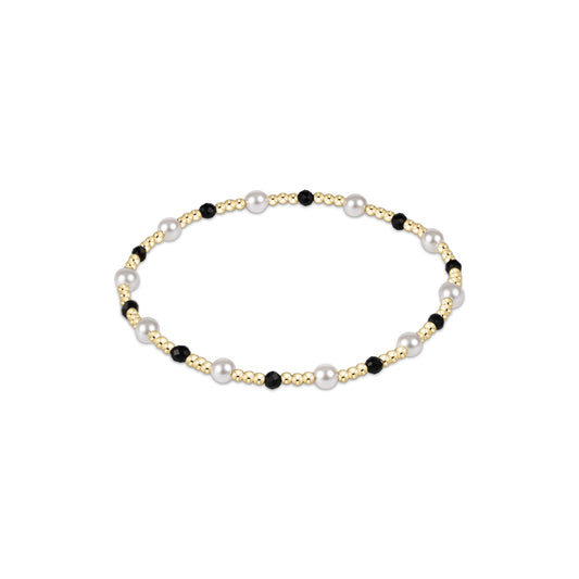 Pearl Sincerity Pattern 4mm Bead Bracelet - Faceted Onyx