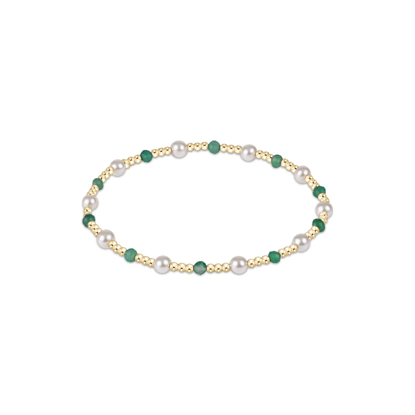 Pearl Sincerity Pattern 4mm Bead Bracelet - Green Onyx