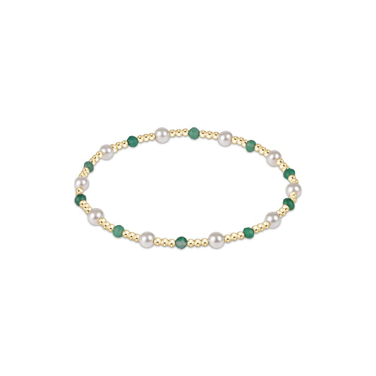 Pearl Sincerity Pattern 4mm Bead Bracelet - Green Onyx