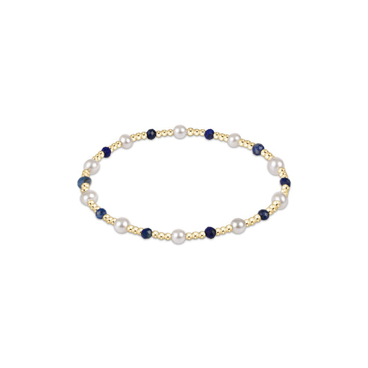 Pearl Sincerity Pattern 4mm Bead Bracelet - Lapis