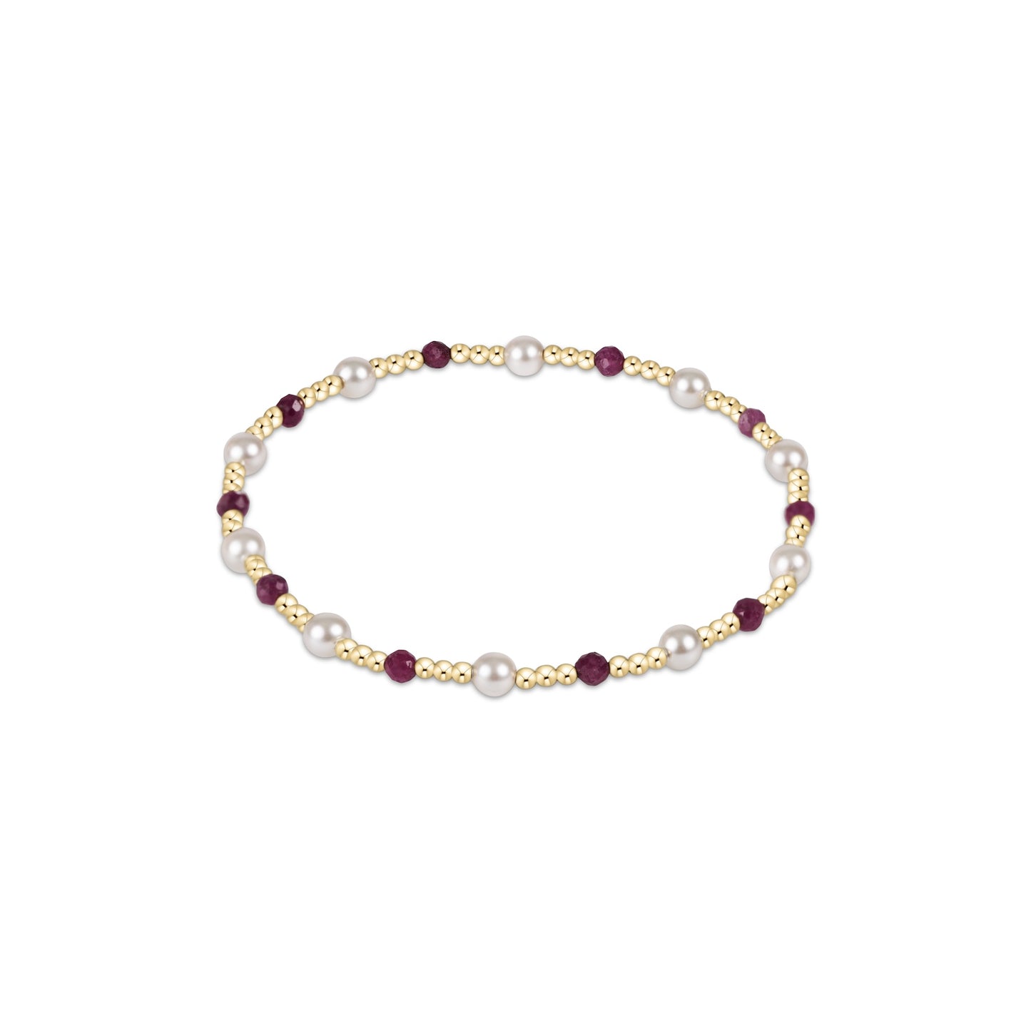 Pearl Sincerity Pattern 4mm Bead Bracelet - Ruby