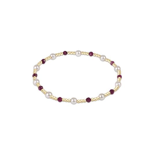 Pearl Sincerity Pattern 4mm Bead Bracelet - Ruby