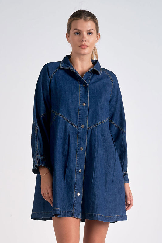 Long Sleeve Button Down Denim Dress