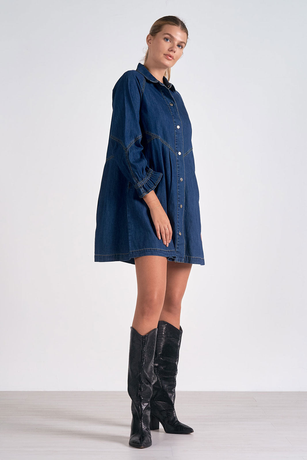 Long Sleeve Button Down Denim Dress