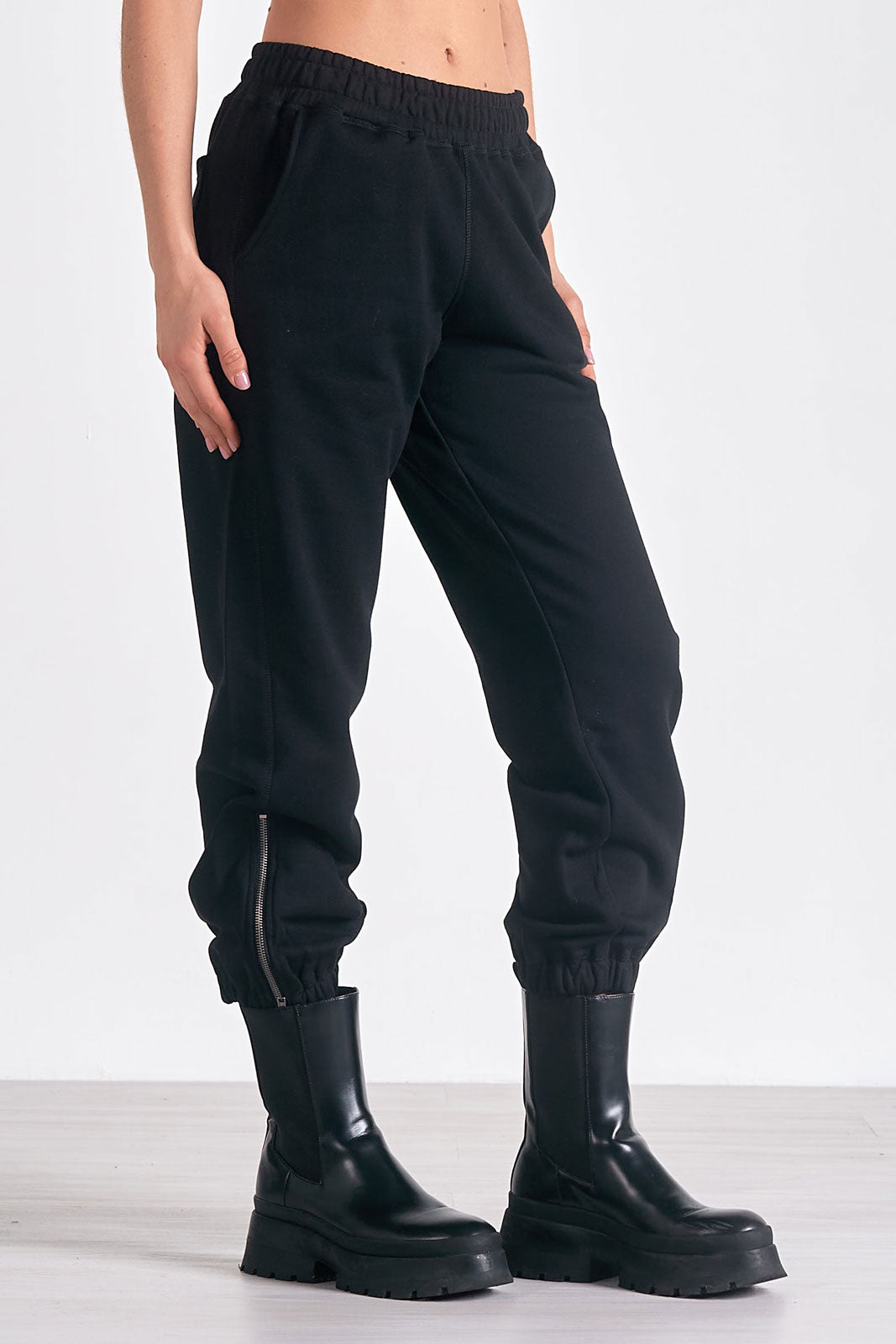 Black Jogger Pants with Zipper