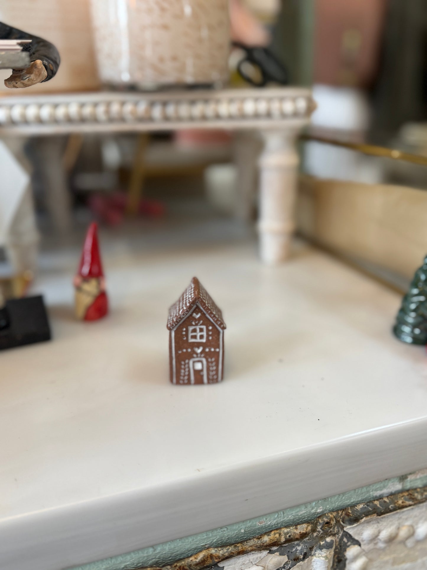Miniature Gingerbread Cottage Sculpture