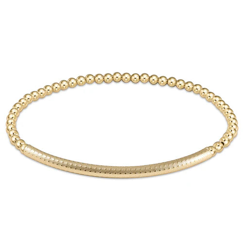 Bliss Bar Textured Classic Gold Bead Bracelet 3mm