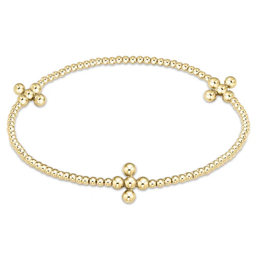 2mm Signature Cross Gold bead bracelet with 3mm Classic Bead Gold Cross