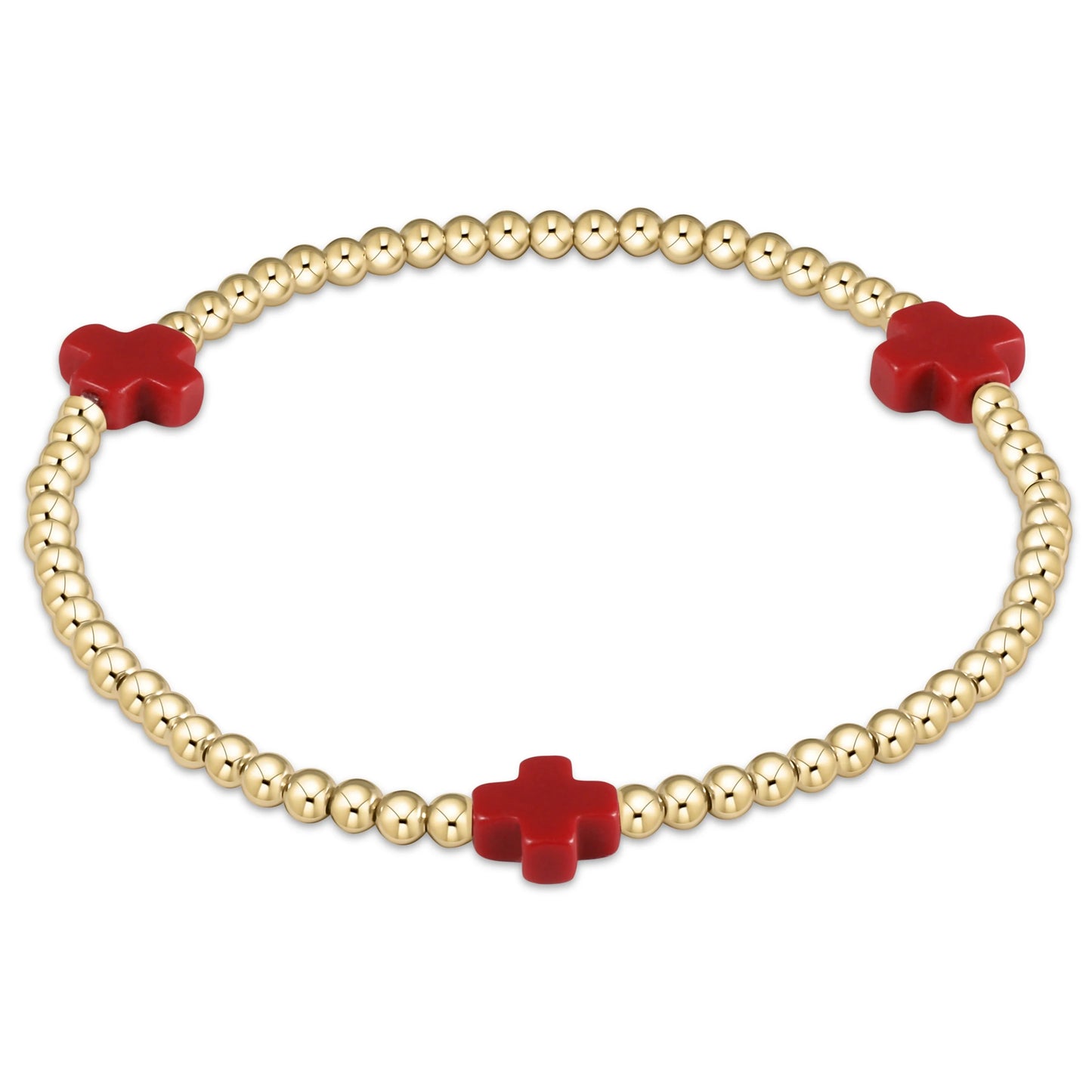 3mm Signature Cross Gold Pattern Bead Bracelet- Multiple Colors