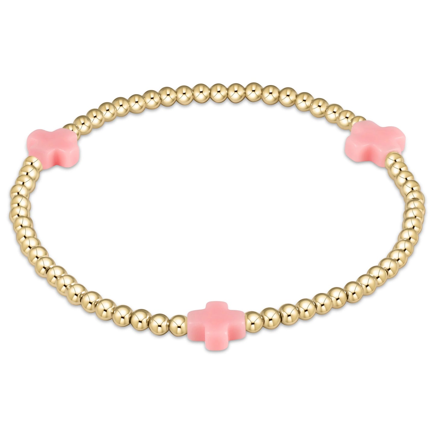 3mm Signature Cross Gold Pattern Bead Bracelet- Multiple Colors