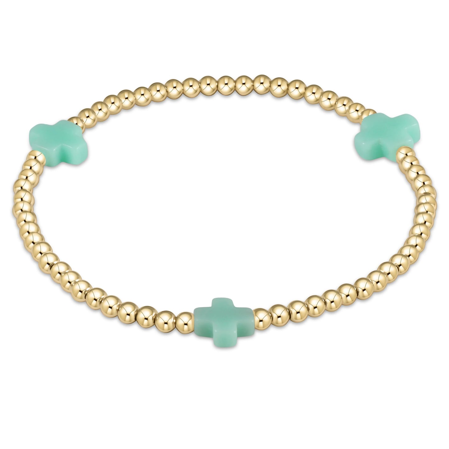 3mm Signature Cross Gold Pattern Bead Bracelet- Multiple Colors