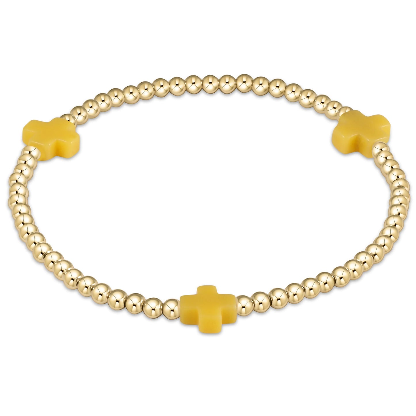 3mm Signature Cross Gold Pattern Bead Bracelet- Multiple Colors