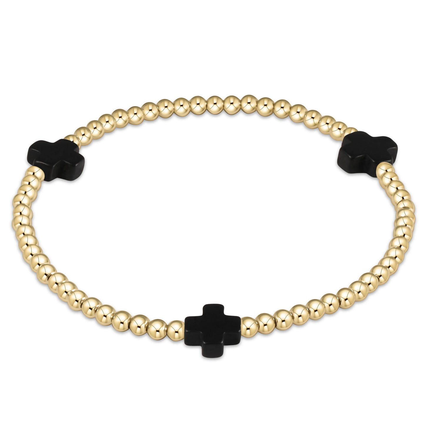 3mm Signature Cross Gold Pattern Bead Bracelet- Multiple Colors