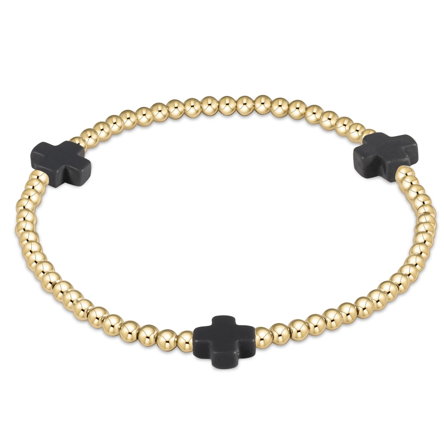 3mm Signature Cross Gold Pattern Bead Bracelet- Multiple Colors