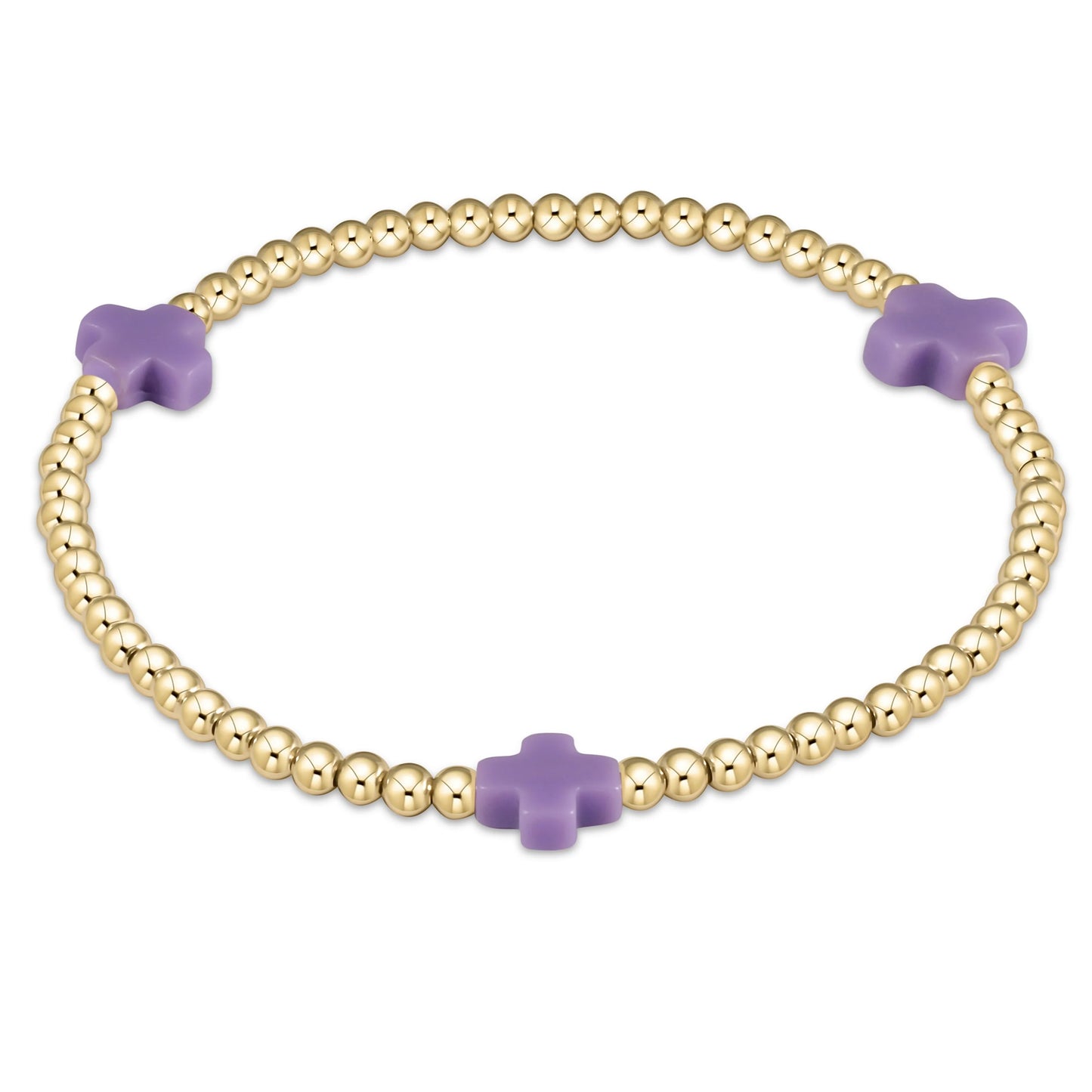 3mm Signature Cross Gold Pattern Bead Bracelet- Multiple Colors