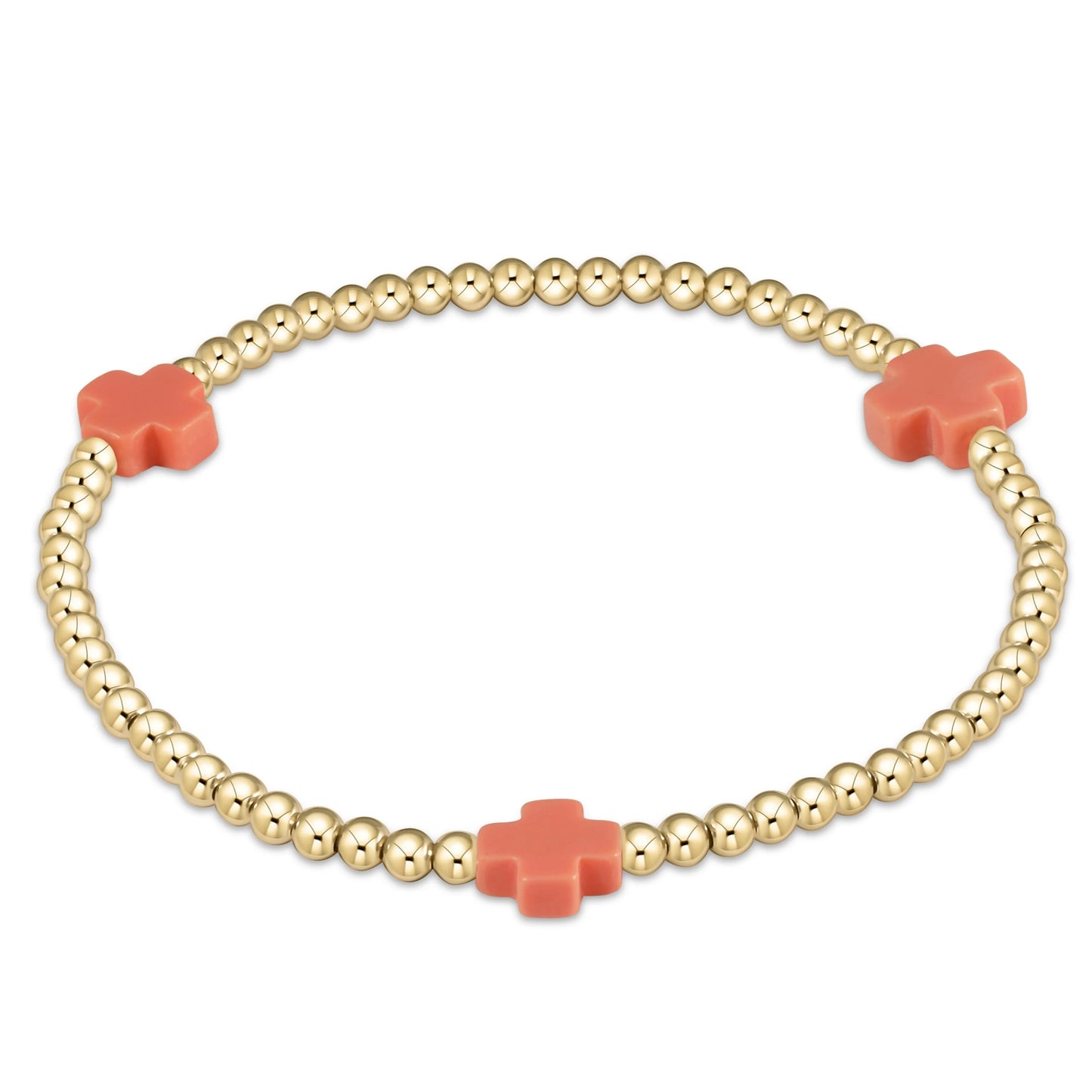 3mm Signature Cross Gold Pattern Bead Bracelet- Multiple Colors