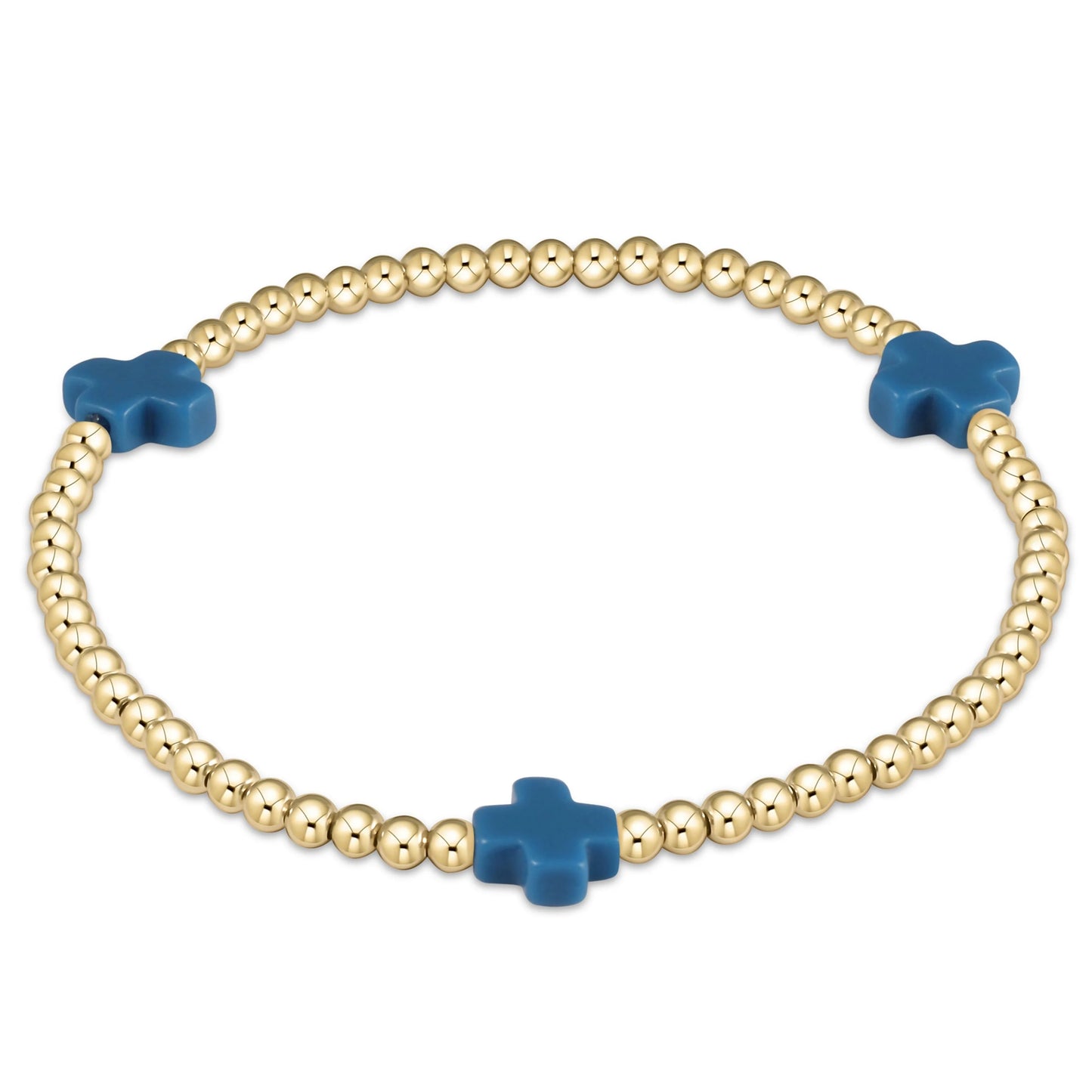 3mm Signature Cross Gold Pattern Bead Bracelet- Multiple Colors