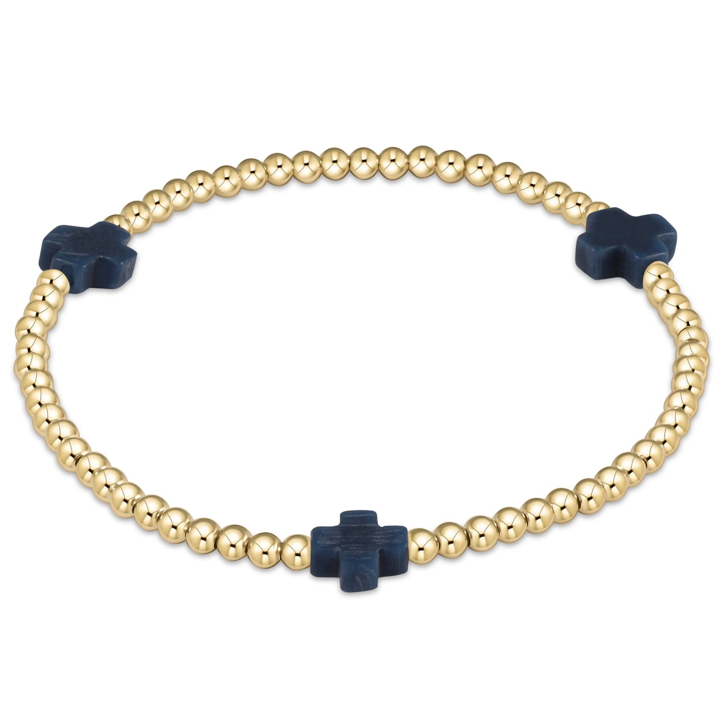 3mm Signature Cross Gold Pattern Bead Bracelet- Multiple Colors