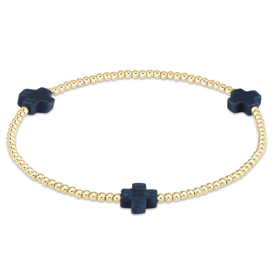 Navy Signature Cross 2mm Bracelet