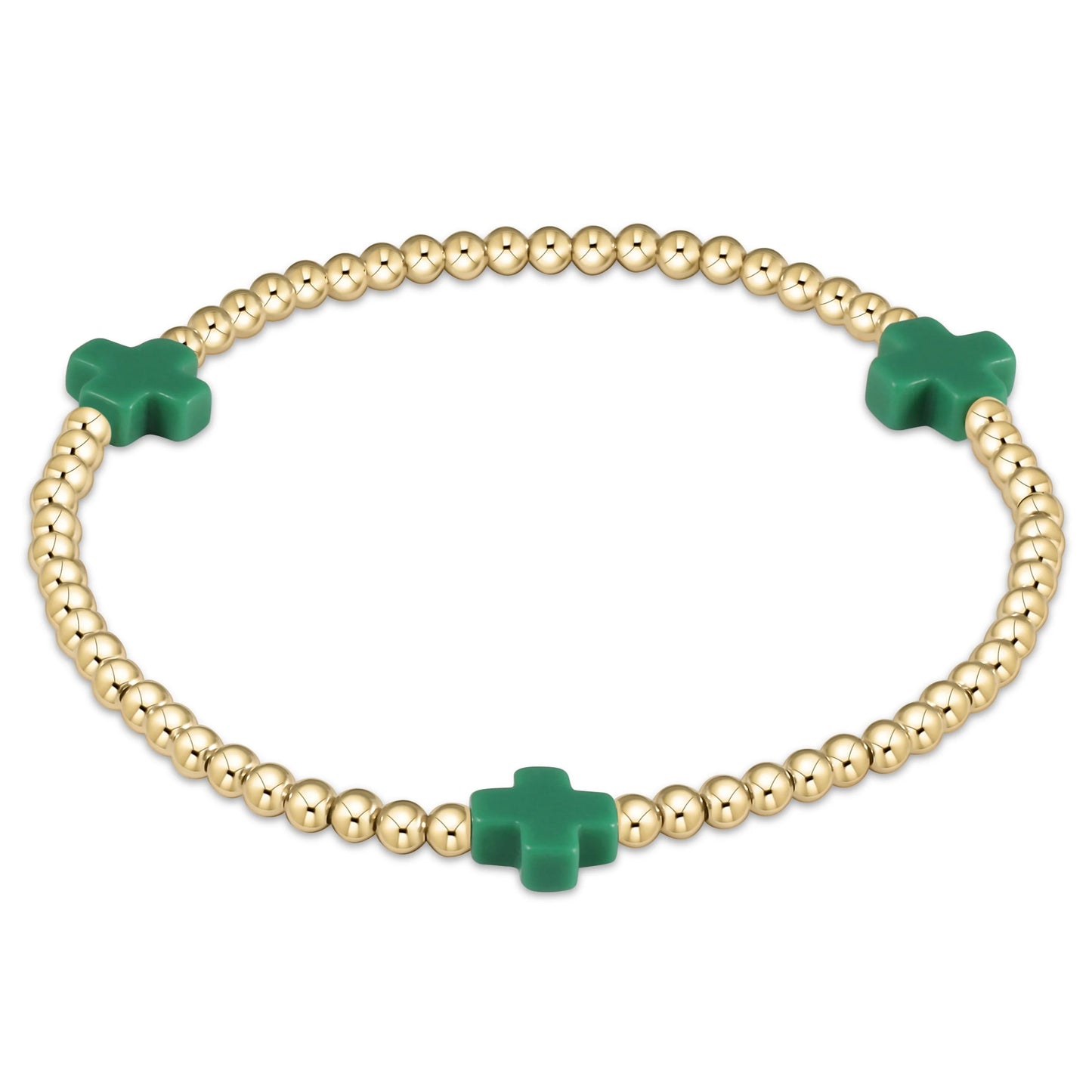 3mm Signature Cross Gold Pattern Bead Bracelet- Multiple Colors