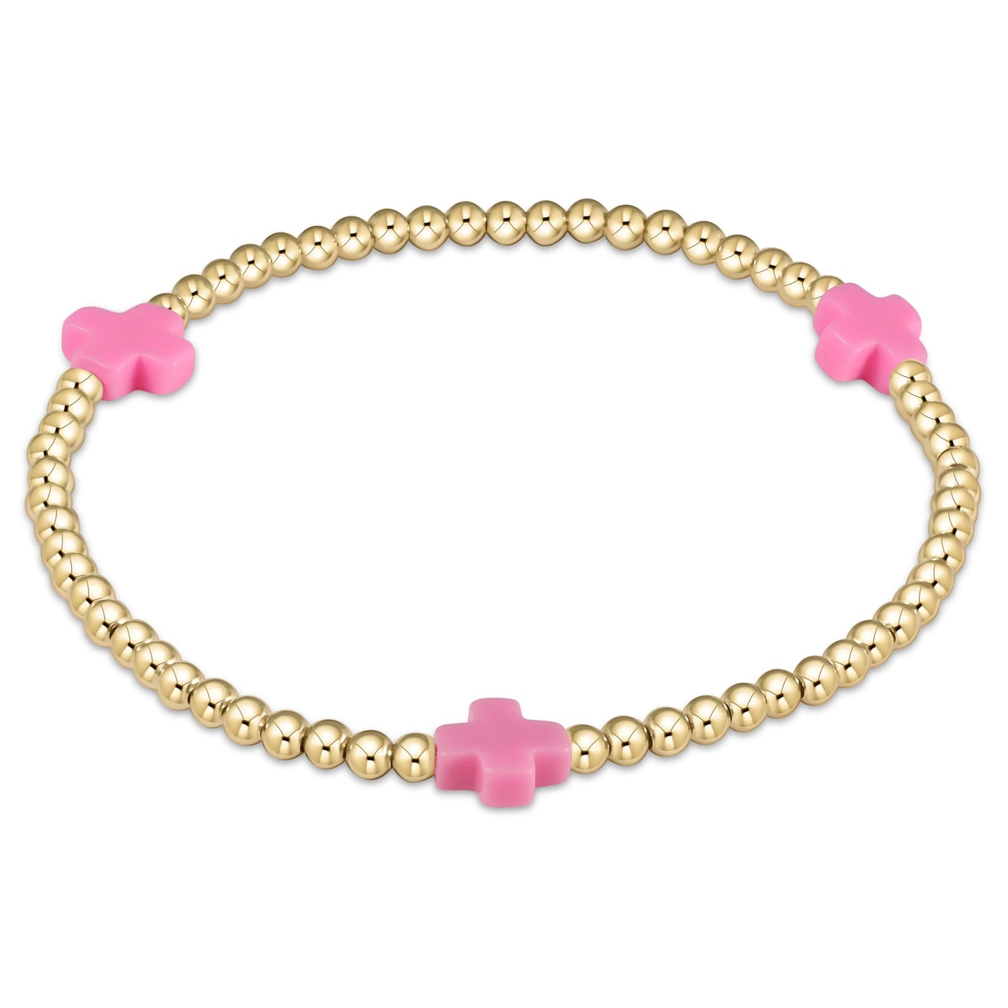 3mm Signature Cross Gold Pattern Bead Bracelet- Multiple Colors