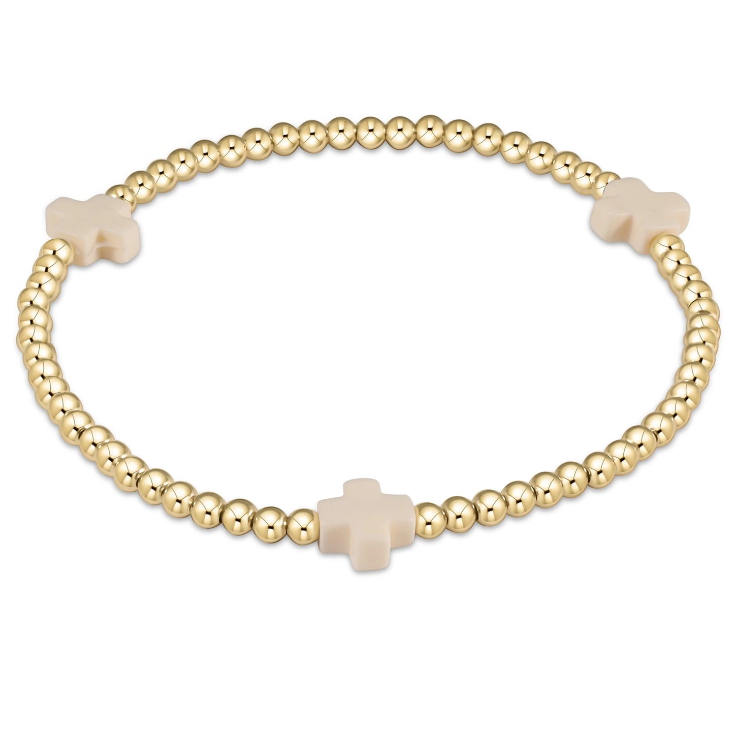 3mm Signature Cross Gold Pattern Bead Bracelet- Multiple Colors