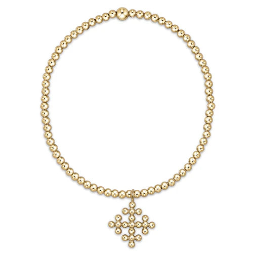 2.5mm Signature Cross Encompass Gold Charm Classic Gold Bead Bracelet