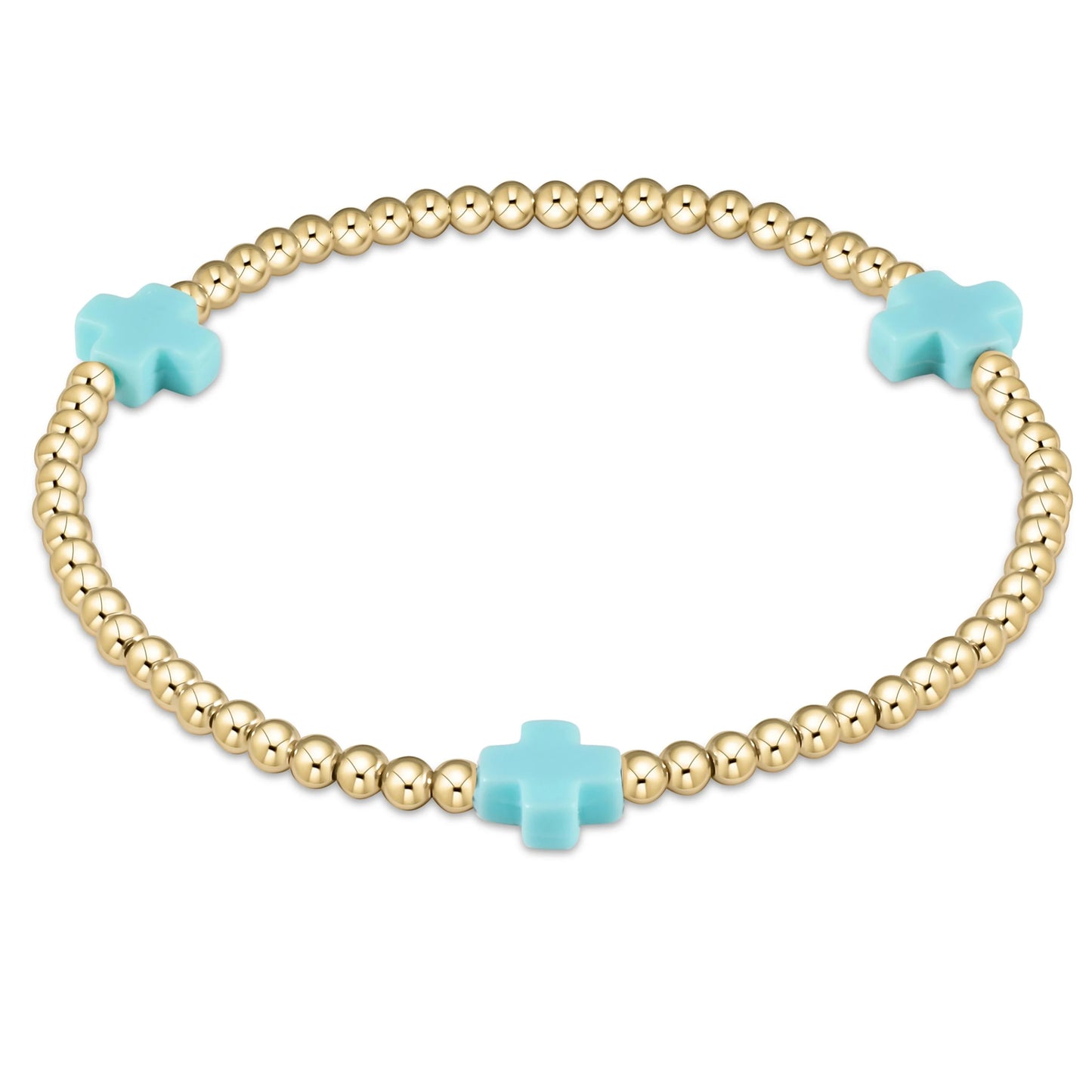 3mm Signature Cross Gold Pattern Bead Bracelet- Multiple Colors