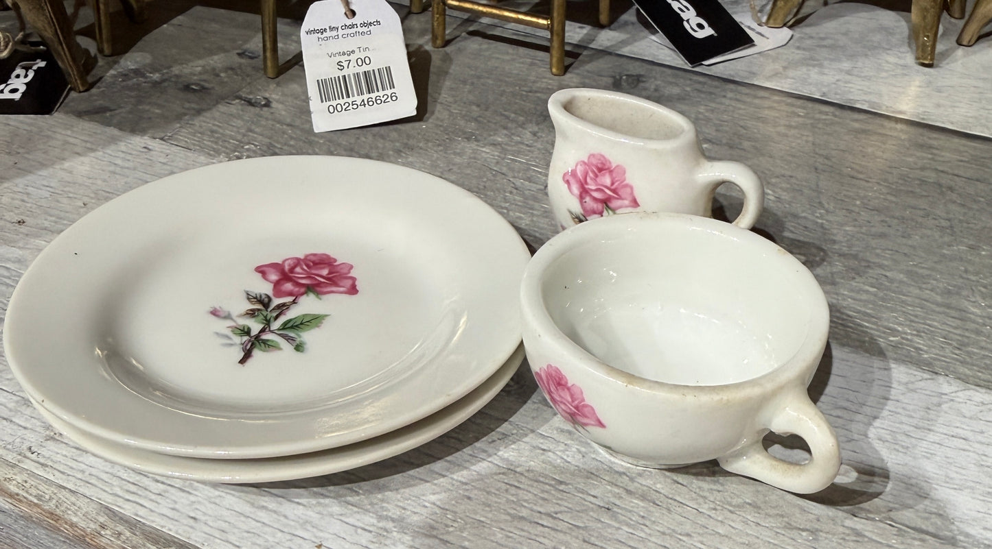 Vintage Miniature Tea Set- Made in Japan| Pink Rose Floral