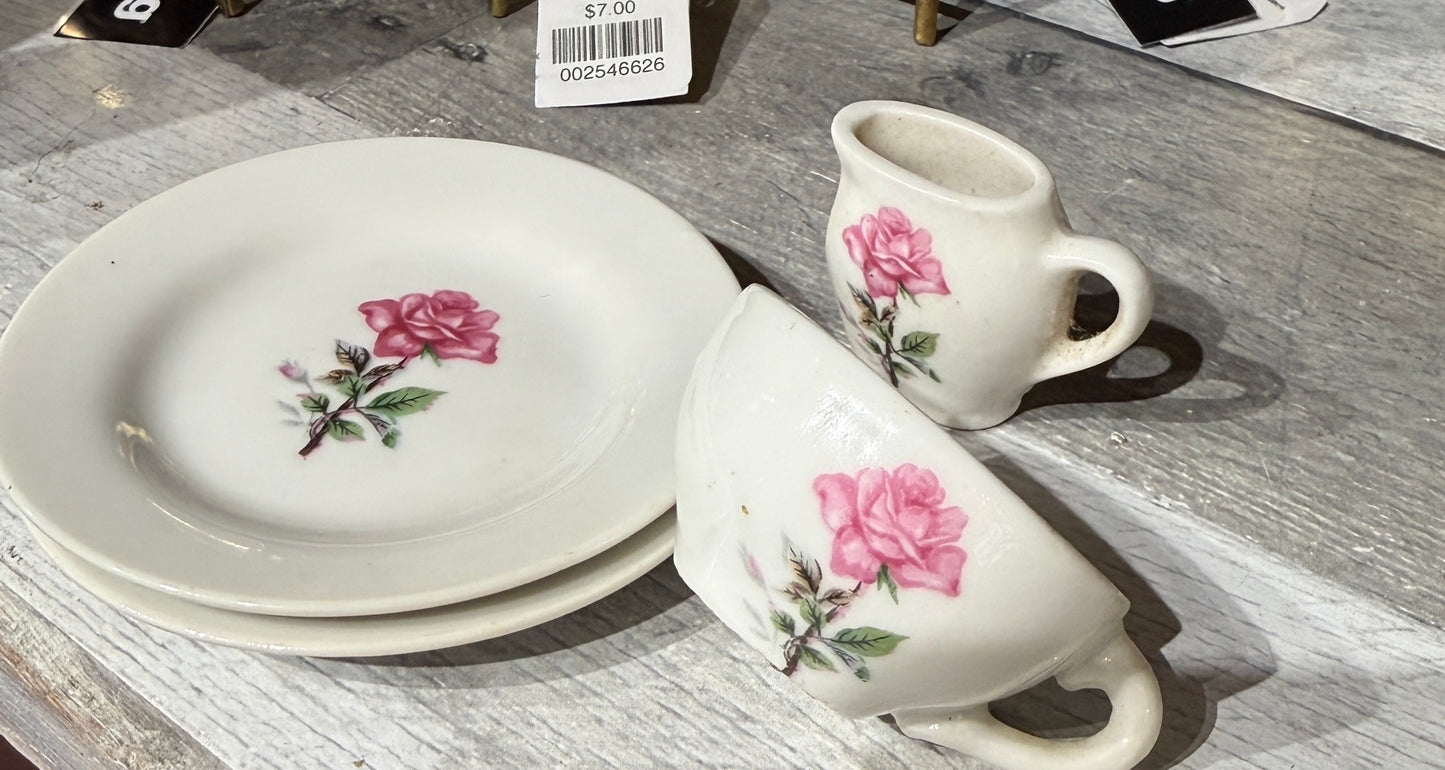 Vintage Miniature Tea Set- Made in Japan| Pink Rose Floral
