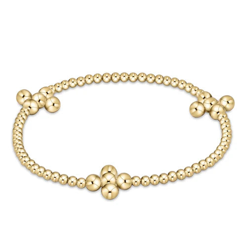 Signature Cross Gold Pattern 2.5mm Bead Bracelet- Classic Beaded Signature Cross Gold 4mm Bead