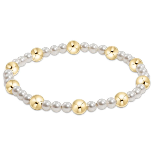 Pearl Sincerity Pattern 4mm Bead Bracelet-6mm Gold