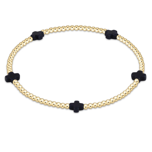 Navy Signature Cross 2mm Bracelet