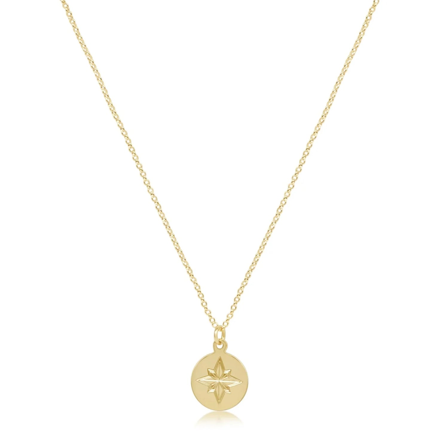 16'' necklace gold- direction gold disc