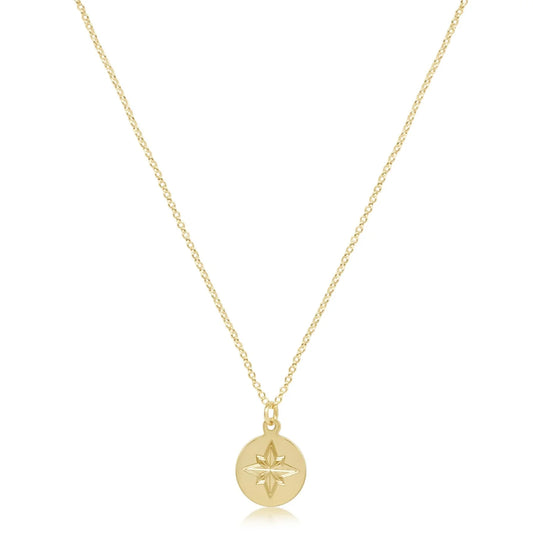 16'' necklace gold- direction gold disc