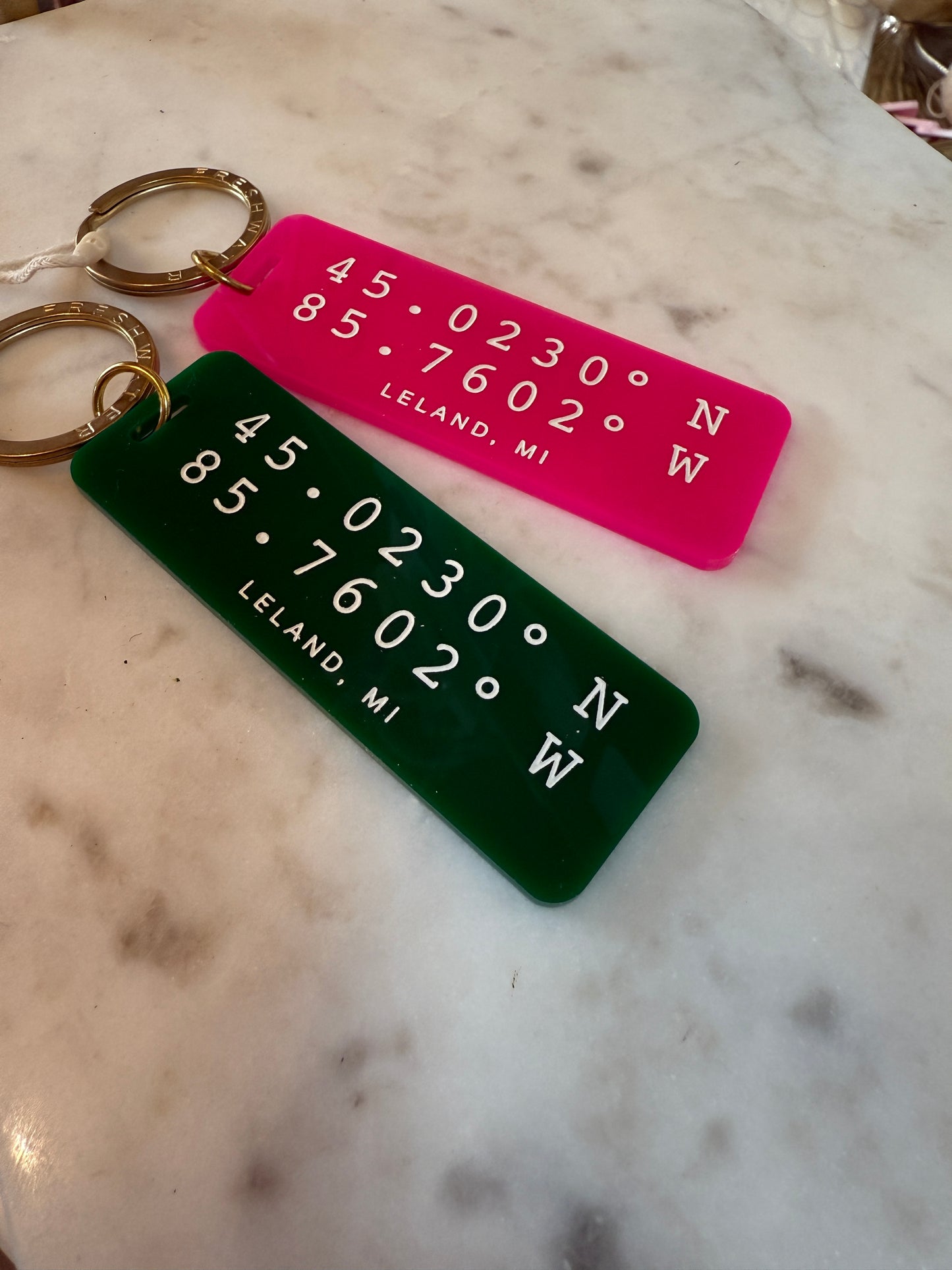 Leland Coordinates Custom Keychain