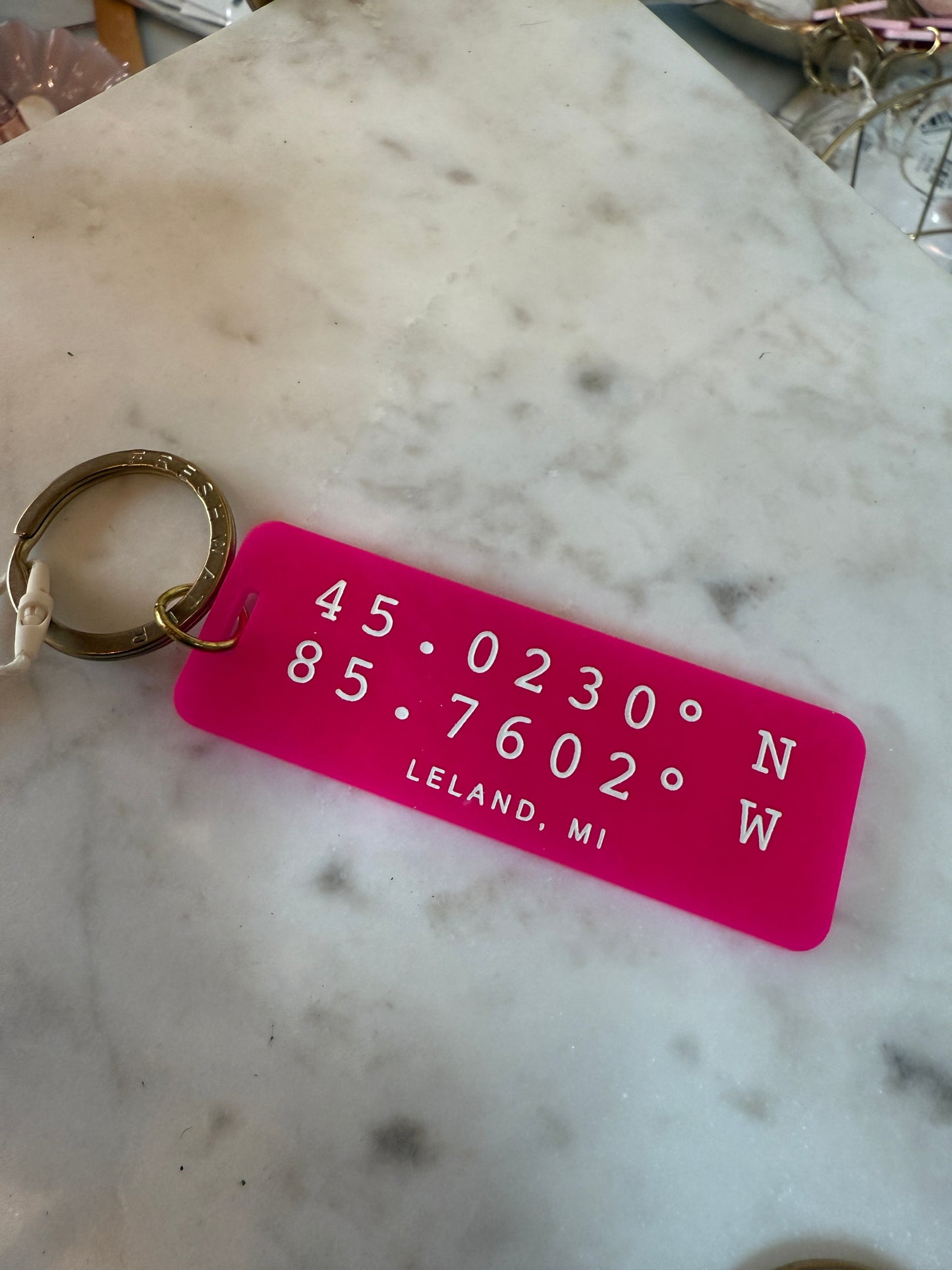 Leland Coordinates Custom Keychain