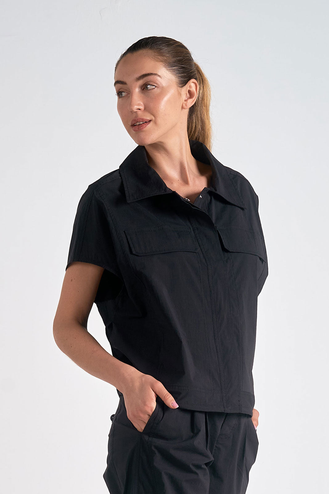 Black Top with Front Pocket